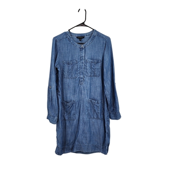 Banana Republic Women's  Collarless Button-Pullover Denim Dress - 2 - Picture 1 of 5